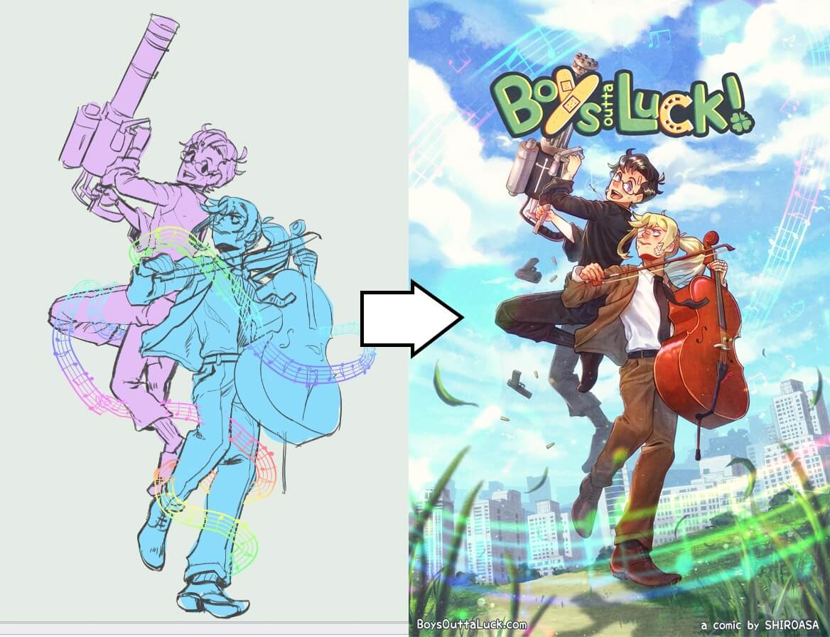 [Tutorial] Boys Outta Luck! Cover page process image